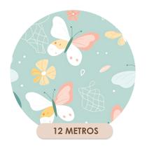 Papel de Parede Adesivo Jardim Encantado Borboletas Flores Colorido