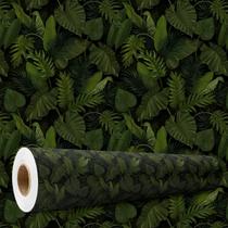 Papel de Parede Adesivo Jardim Folhas 3d Verde Escuro 10M