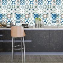 Papel De Parede Adesivo Ladrilho Azulejo Cozinha Rolo 1,5 METROS Azul