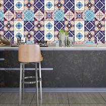 Papel De Parede Adesivo ladrilho azulejo Portugues Cozinha 1,5 METROS azul
