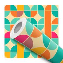 Papel De Parede Adesivo Lavável Abstrato Colorido Verde Rosa Amarelo