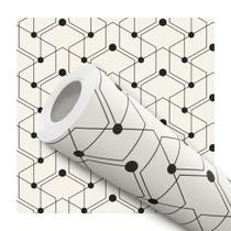 Papel De Parede Adesivo Lavável Abstrato Preto Linhas Bege Geométrico Rede