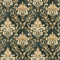 Papel de Parede Adesivo Lavável Arabesco Dourado Fundo Verde Papel de Parede Adesivo Lavável Arabesco Dourado Fundo Verde