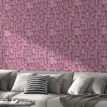 Papel De Parede Adesivo Lavável Arvore Abstrata Rosa e branca Quarto Sala de Estar