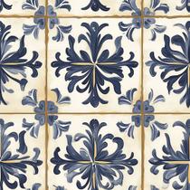 Papel de Parede Adesivo Lavável Azulejo Arabesco Azul Papel de Parede Adesivo Lavável Azulejo Arabesco Azul