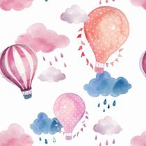 Papel de Parede Adesivo Lavável Balões e Nuvens