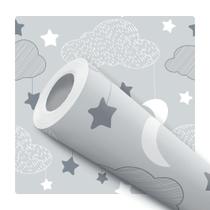 Papel De Parede Adesivo Lavável Bebê Infantil Nuvem Estrelas Lua 12m Papel De Parede Adesivo Lavável Bebê Infantil Nuvem Estrelas Lua 12m