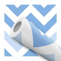 Papel De Parede Adesivo Lavável Chevron Tons Azul 10m