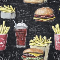 Papel de Parede Adesivo Lavável Comercial Lanche e Batata Frita Papel de Parede Adesivo Lavável Comercial Lanche e Batata Frita