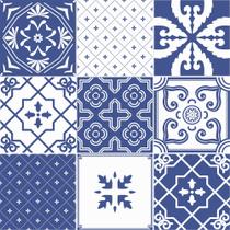 Papel De Parede Adesivo Lavável Cozinha Azulejos Azuis Hidraulicos 12m