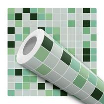 Papel De Parede Adesivo Lavável Cozinha Banheiro Pastilha Tons de Verde 10m Papel De Parede Adesivo Lavável Cozinha Banheiro Pastilha Tons de Verde 10m