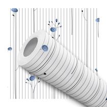 Papel De Parede Adesivo Lavável Cozinha Floral Classico Flor Azul