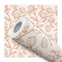 Papel De Parede Adesivo Lavável Cozinha Floral Flores Tulipa Marrom Padrão Bege Papel De Parede Adesivo Lavável Cozinha Floral Flores Tulipa Marrom Padrão Bege