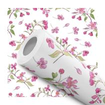 Papel De Parede Adesivo Lavável Cozinha Floral Roxo com Verde Pétalas Flores