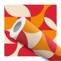 Papel De Parede Adesivo Lavável Cozinha Formas Geométricas Abstratas Vermelho Laranja E Bege - DELIQUADROS