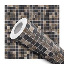 Papel De Parede Adesivo Lavável Cozinha Pastilhas de Vidro Marrom Banheiro Garagem Corredor Sala