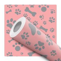 Papel De Parede Adesivo Lavável De Petshop Patas Osso Rosa 12m