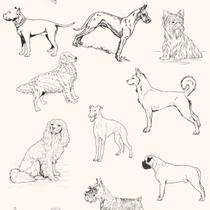 Papel De Parede Adesivo Lavável Desenhos De Cães 15m