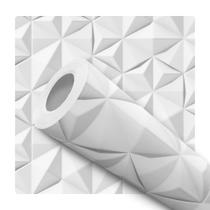 Papel De Parede Adesivo Lavável Efeito 3D Branco Geométrico Moderno 10m