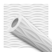 Papel De Parede Adesivo Lavável Efeito 3D Ondas Gesso 10m Papel De Parede Adesivo Lavável Efeito 3D Ondas Gesso 10m