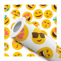 Papel De Parede Adesivo Lavável Emojis Fofo Figurinhas Teen Branco