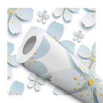 Papel De Parede Adesivo Lavável Flor de Cerejeira Branco Margarida Efeito 3D Papel De Parede Adesivo Lavável Flor de Cerejeira Branco Margarida Efeito 3D