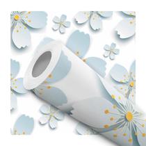 Papel De Parede Adesivo Lavável Flor de Cerejeira Branco Margarida Efeito 3D Papel De Parede Adesivo Lavável Flor de Cerejeira Branco Margarida Efeito 3D