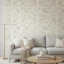 Papel De Parede Adesivo Lavável Floral Flores Delicada Bege