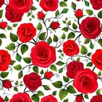 Papel De Parede Adesivo Lavável Floral Rosas Vermelhas Fundo Branco