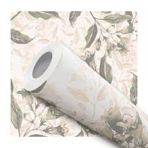 Papel De Parede Adesivo Lavável Flores E Folhas Abstratas Verde Bege Fundo Creme Papel De Parede Adesivo Lavável Flores E Folhas Abstratas Verde Bege Fundo Creme