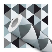 Papel De Parede Adesivo Lavável Formas Geométrico Cinza Preto Tons