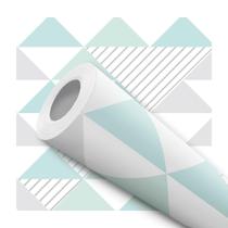Papel De Parede Adesivo Lavável Geométrico Triangulo Tons Verdes Quarto Sala de Estar