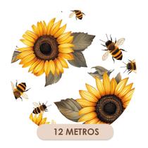 Papel de Parede Adesivo Lavável Girassol e Abelhas