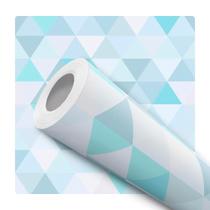 Papel De Parede Adesivo Lavável Gométrico Triangular Azul Tons Azuis