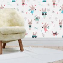 Papel de Parede Adesivo Lavável Infantil 10 metros Coelho