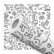 Papel De Parede Adesivo Lavável Infantil Gatinhos Preto Branco Maternidade Bebê Papel De Parede Adesivo Lavável Infantil Gatinhos Preto Branco Maternidade Bebê