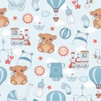 Papel De Parede Adesivo Lavável Infantil Menina Bebe Ursinhos Azul