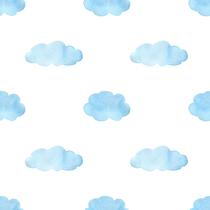 Papel De Parede Adesivo Lavável Infantil Nuvem Azul Quarto Bebê Maternidade