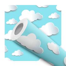 Papel De Parede Adesivo Lavável Infantil Nuvem Branca Cinza Azul Efeito 3D Papel De Parede Adesivo Lavável Infantil Nuvem Branca Cinza Azul Efeito 3D