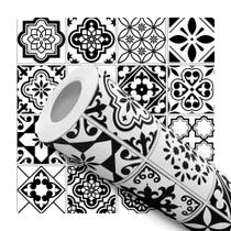 Papel De Parede Adesivo Lavável Lavabo Azulejo Português Preto e Branco 10m Papel De Parede Adesivo Lavável Lavabo Azulejo Português Preto e Branco 10m