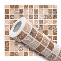 Papel De Parede Adesivo Lavável Lavabo Pastilha Pedra Bege 12m