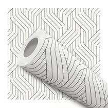 Papel De Parede Adesivo Lavável Linhas Abstratas Pretas Fundo Bege Claro Quarto Sala de Estar