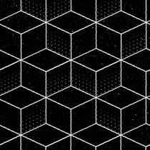 Papel De Parede Adesivo Lavável Linhas Geométricas Pentágono Branco Com Fundo Preto Quarto Sala de Estar