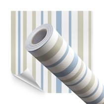 Papel de Parede Adesivo Lavavel Listrado Azul e Bege 500x60cm