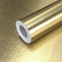Papel de Parede Adesivo Lavavel Metalico Aço Escovado Ouro
