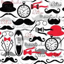 Papel De Parede Adesivo Lavável Moustache 15M