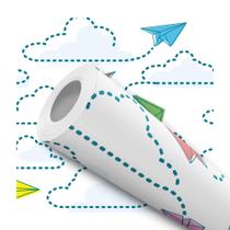Papel De Parede Adesivo Lavável Nuvens Avião Papel Quarto Infantil Menino 10m