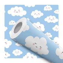 Papel De Parede Adesivo Lavável Nuvens Céu Azul Infantil 10m