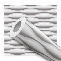 Papel De Parede Adesivo Lavável Onda Abstrato Efeito Visual 3D 10m