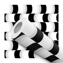 Papel De Parede Adesivo Lavável Onda Preto Branco 3D 12m Papel De Parede Adesivo Lavável Onda Preto Branco 3D 12m